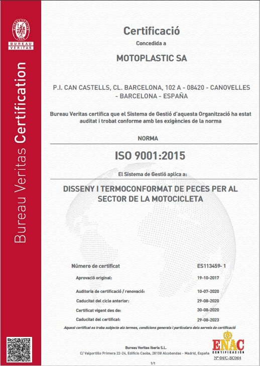 Certificaciones Motoplastic Puig