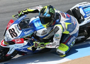 Top 6 para Lowes y el Voltcom Crescent Suzuki en Laguna Seca