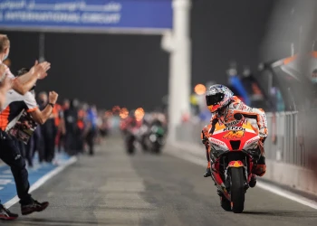 Pol Espargaró on the podium in Qatar