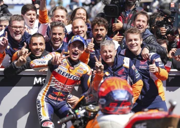 Marc Márquez celebrates his 100th podium finish at Phillip Island