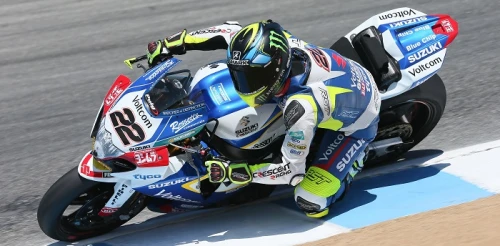 Laguna Seca top 6 for Lowes and Voltcom Crescent Suzuki