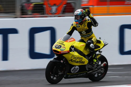 Rins, second, gets his seventh podium of the season in Silverstone